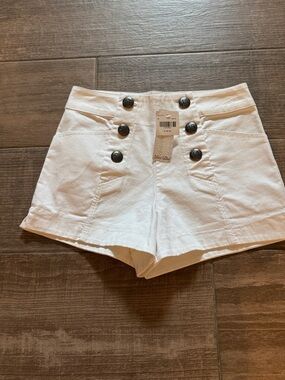 Others Follow White High-Waist Button Front Shorts
